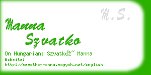 manna szvatko business card